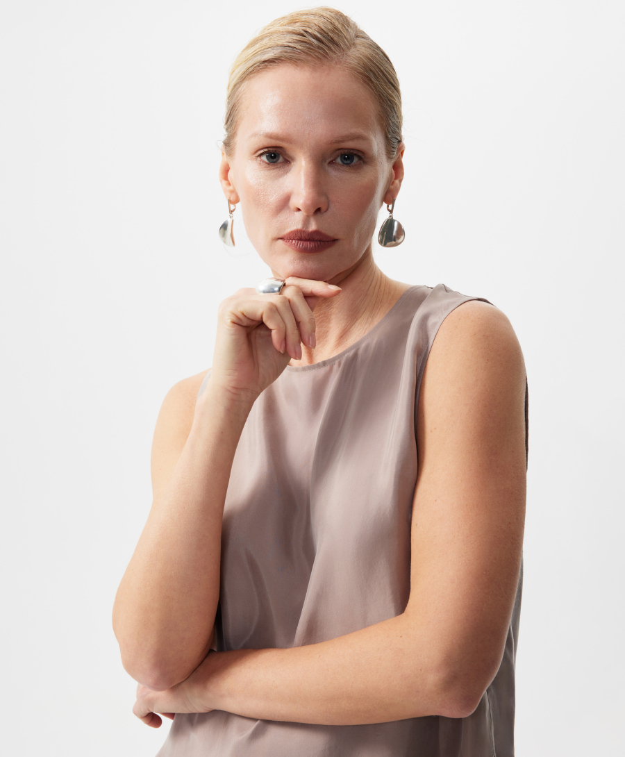 Топ прямой с заниженной линией спинки GLVR, цвет: серый, 126G22GAC2403 купить онлайн