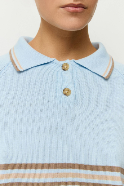 Поло в полоску из хлопка AROUND, цвет: голубой, 219_125CA01 купить онлайн