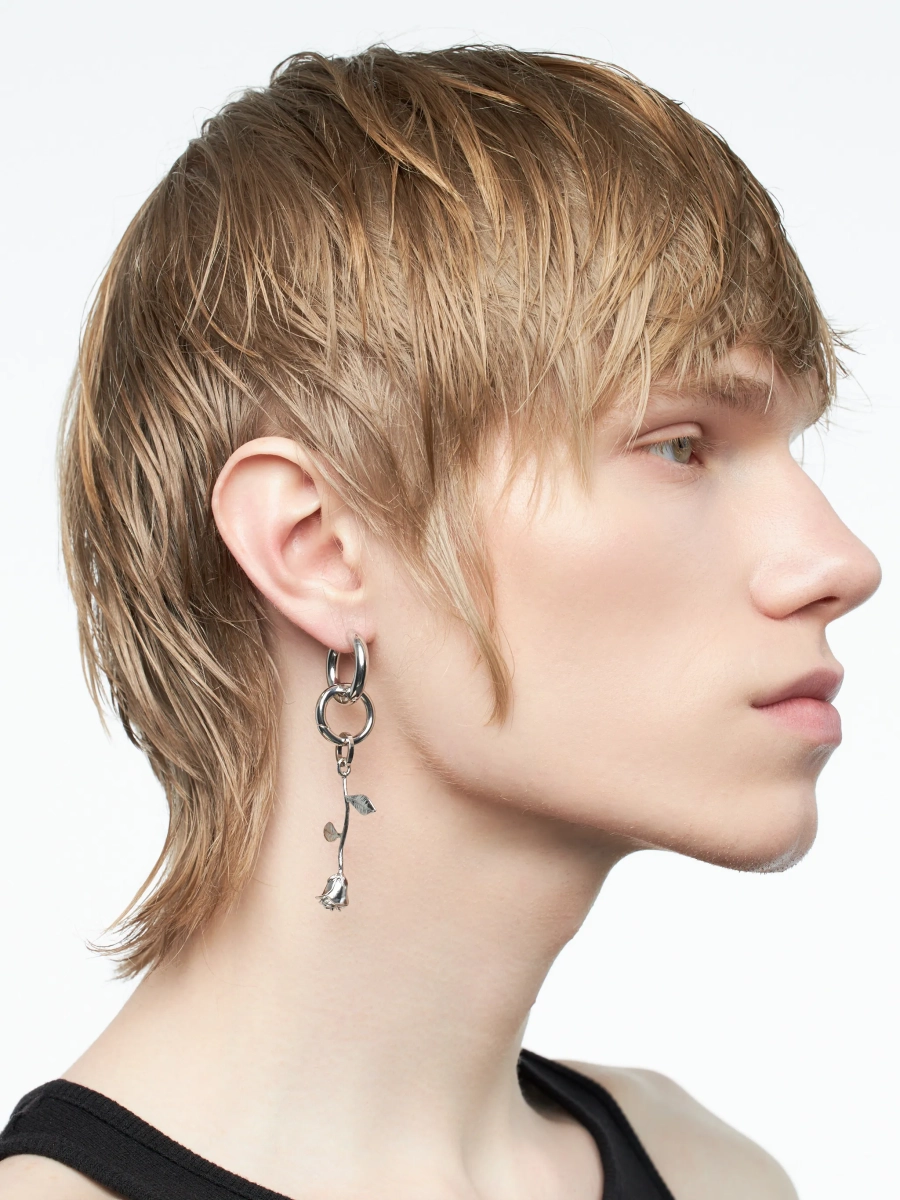 Моносерьга с розой RUSHEV, цвет: Серебряный RSHV_MONO_RS1S | новая мужская коллекция купить онлайн