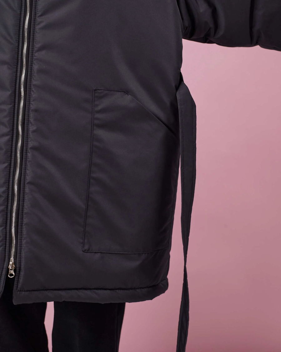 Куртка зимняя с поясом TABOO, цвет: графит, K002 купить онлайн Куртка зимняя с поясом TABOO, цвет: графит, K002 купить онлайн