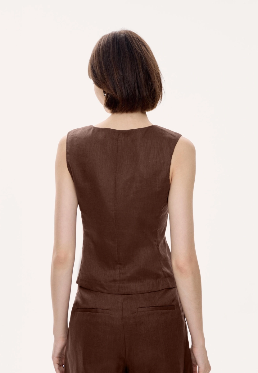 Женский жилет льняной MUTED, цвет: коричневый, 905310.WJKT0003_Brown купить онлайн