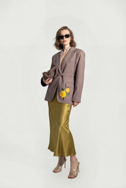 Жакет с поясом на одной стороне SAGAS, цвет: коричневый, 3100303 купить онлайн