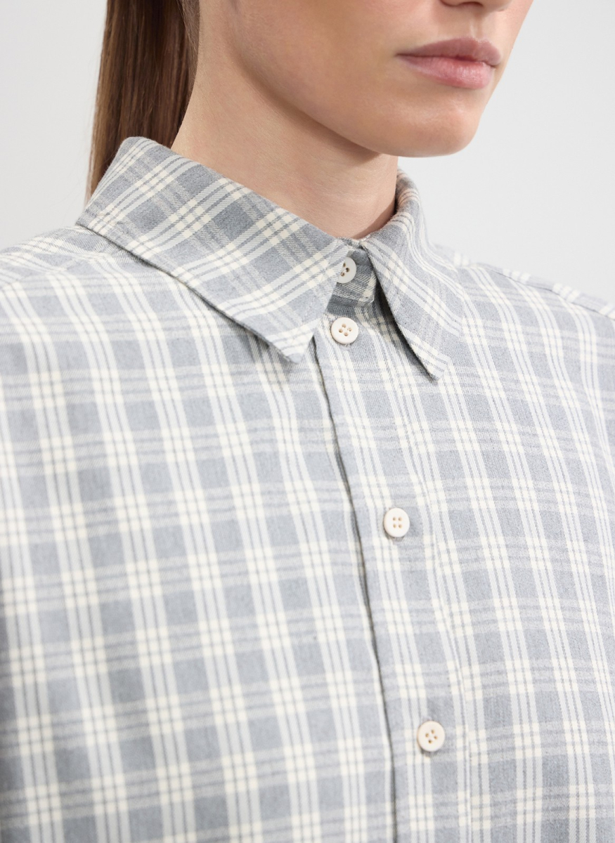 Рубашка в клетку из испанского хлопка ALL WE NEED, цвет: серый,  купить онлайн