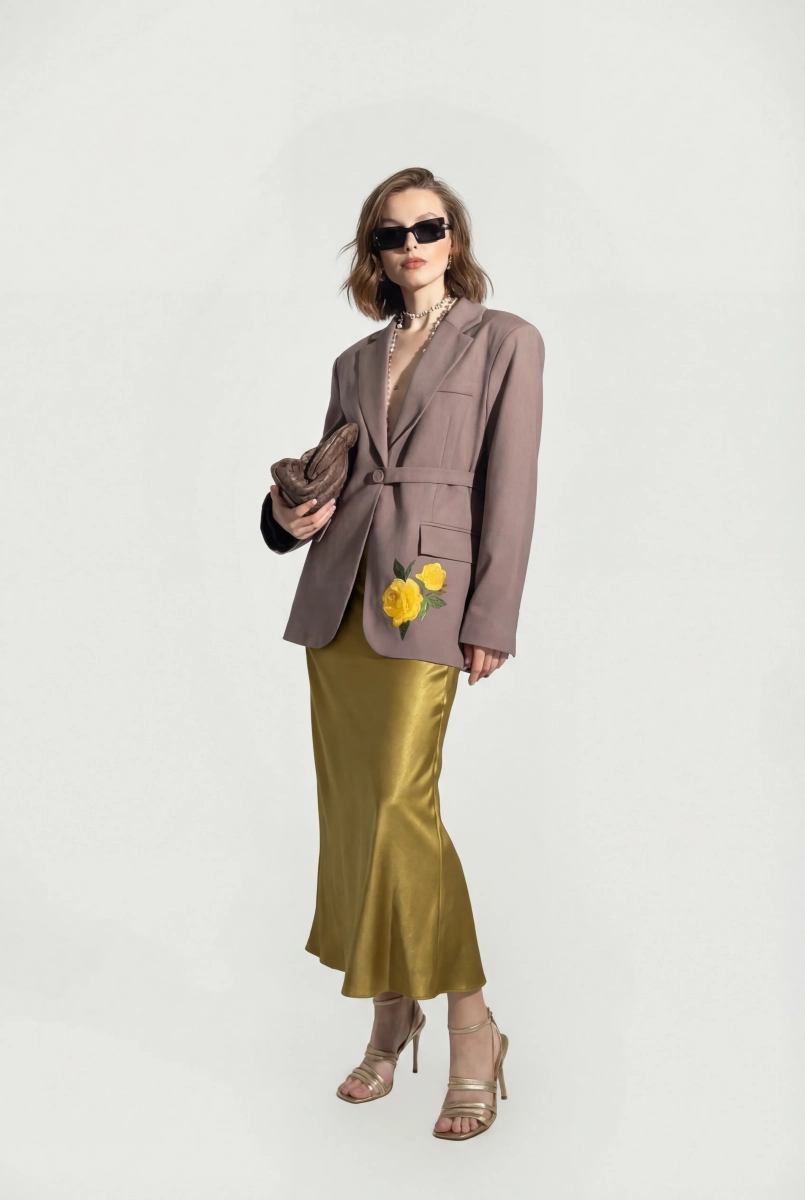 Жакет с поясом на одной стороне SAGAS, цвет: коричневый, 3100303 купить онлайн