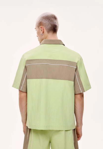 Мужская рубашка с контрастными вставками MUTED, цвет: лайм, 904737.MSHR0029_Lime купить онлайн