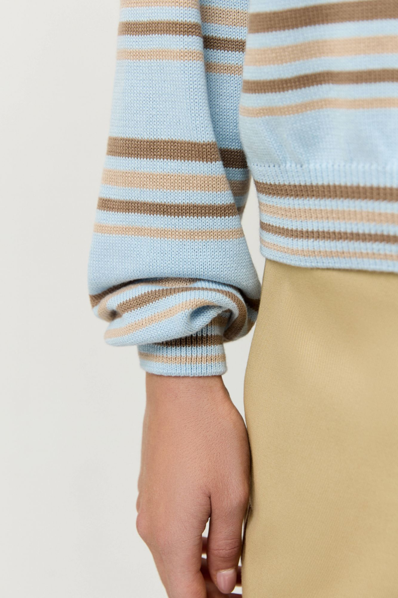 Поло в полоску из хлопка AROUND, цвет: голубой, 219_125CA01 купить онлайн