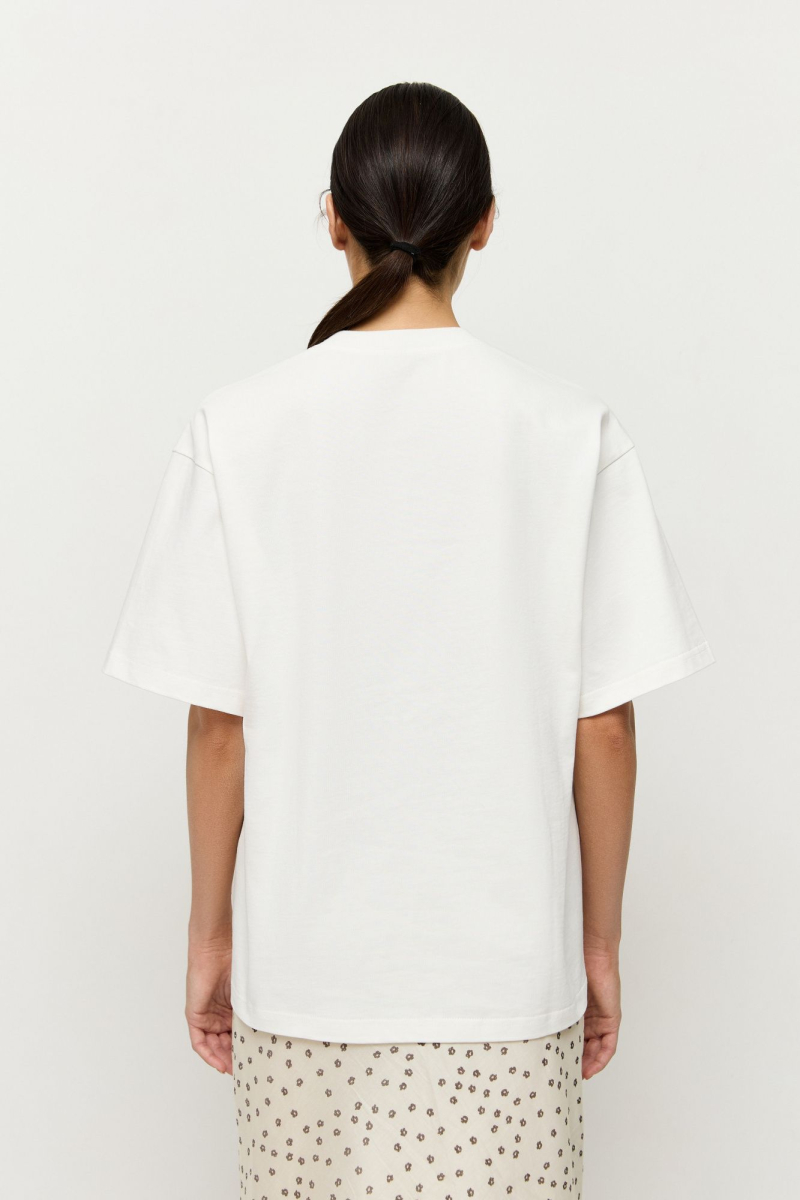 Футболка с ручной вышивкой AROUND, цвет: белый, 219_117C01 купить онлайн