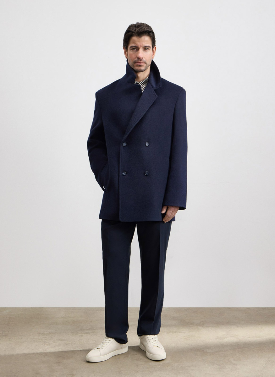 Полупальто-бушлат из шерсти ALL WE NEED, цвет: синий,  купить онлайн