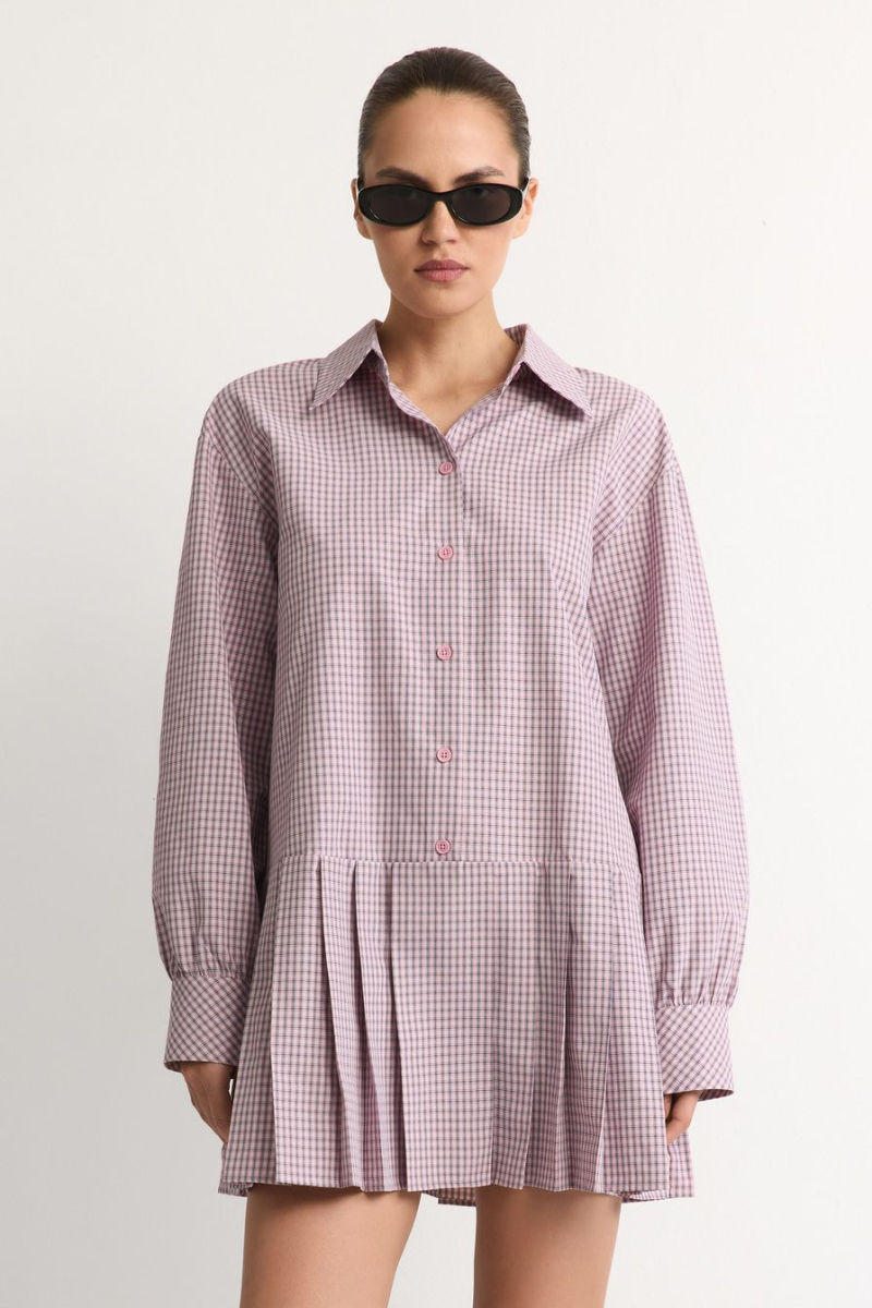 Платье-рубашка из смесового хлопка TOPTOP, цвет: розовый, TT.010.18007.301 купить онлайн