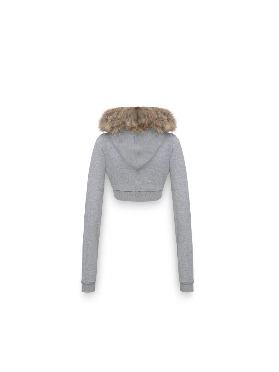 Мини-худи на молнии с мехом ABC, цвет: серый, 00-178 купить онлайн