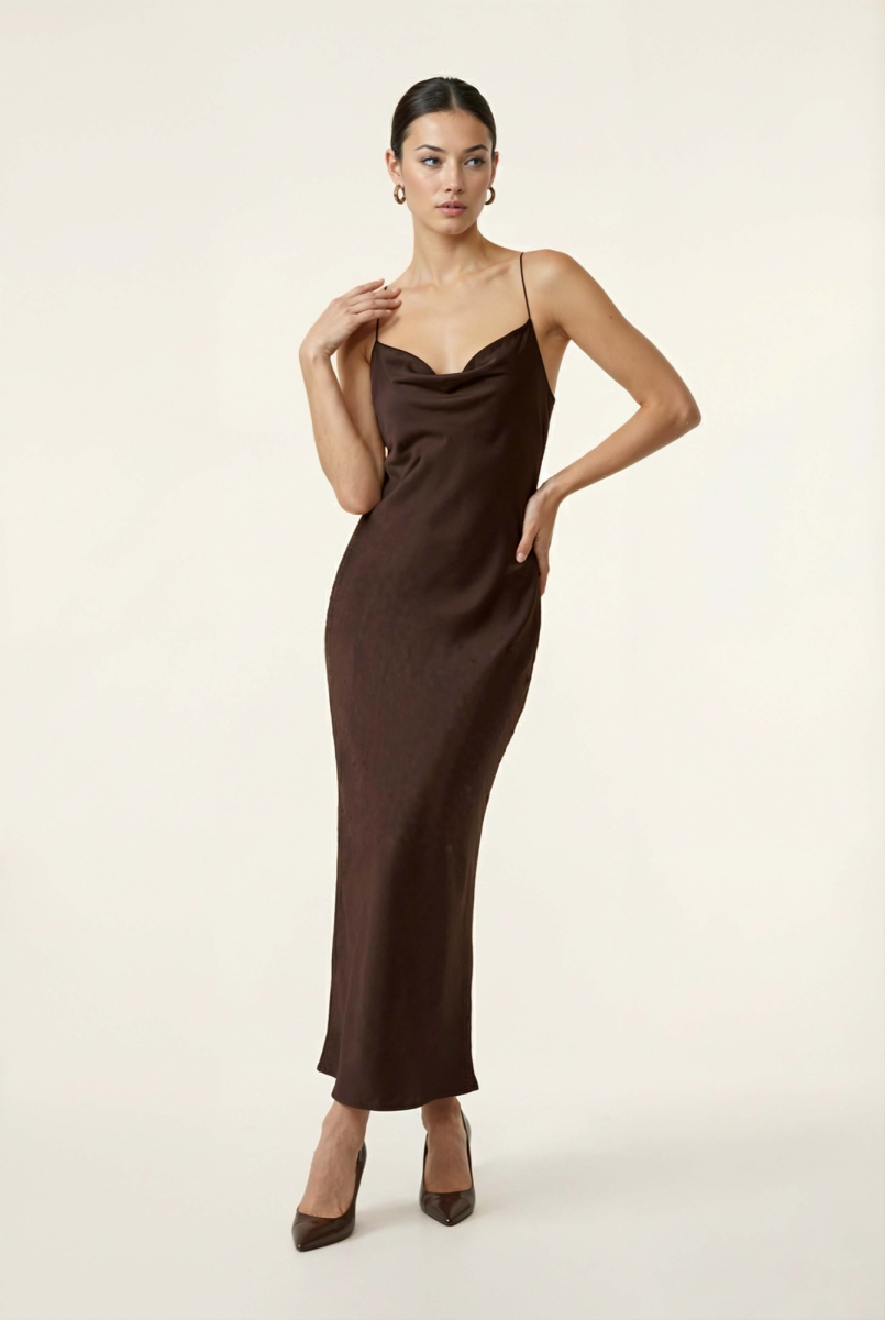 Платье комбинация с открытой спиной из атласа