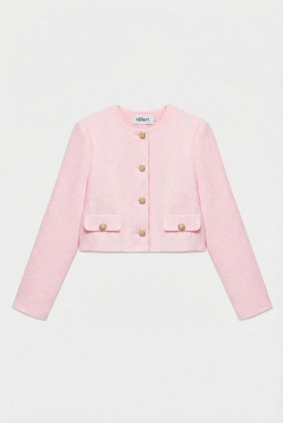 Жакет укороченный из твида с клапанами