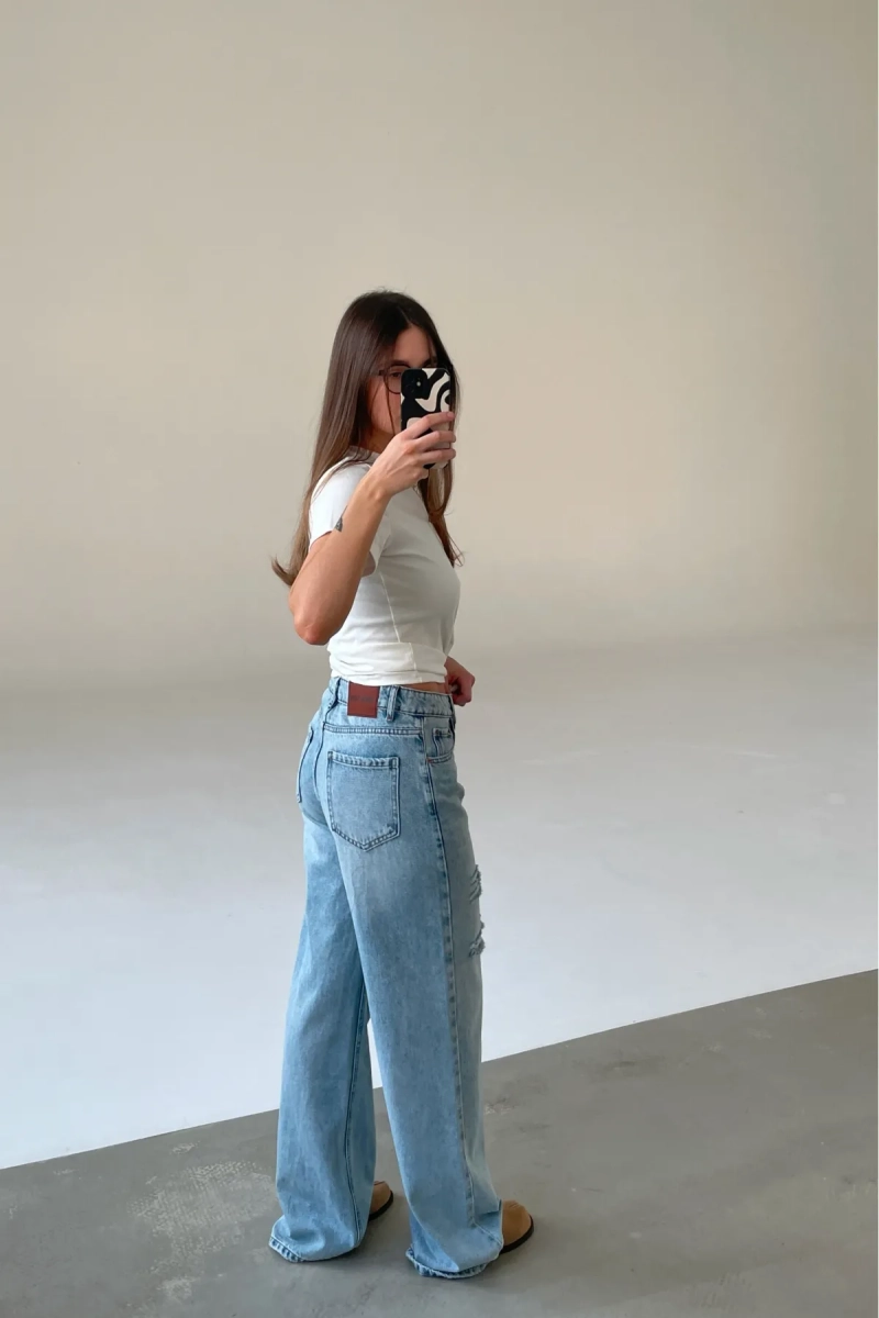 Джинсы свободные Синий гранж Erist store, цвет: синий, НФ-00003120 купить онлайн