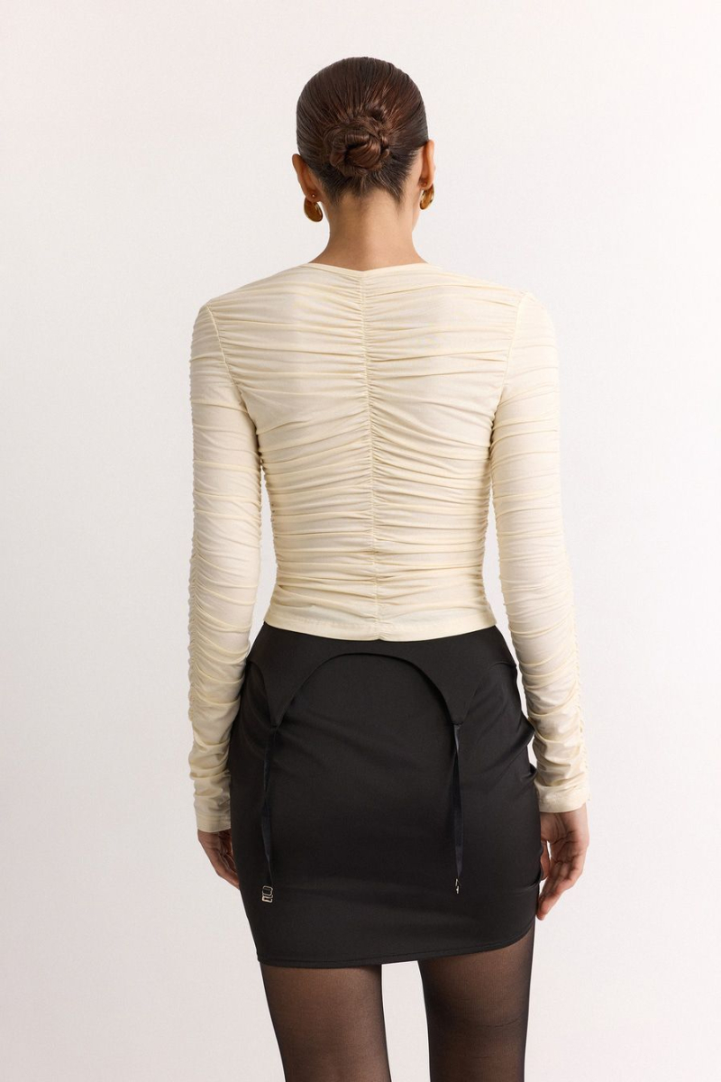 Лонгслив со сборками TOPTOP, цвет: белый, TTS.025.18559.120 купить онлайн