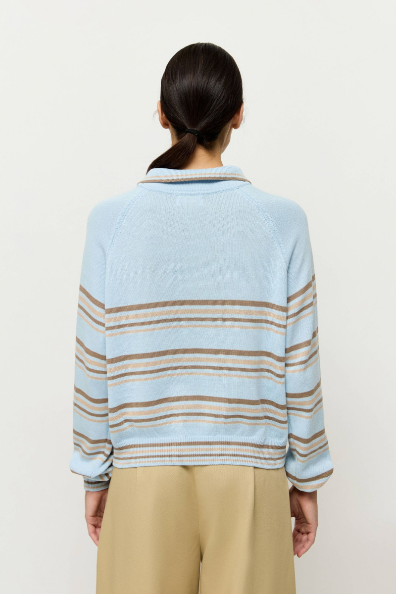 Поло в полоску из хлопка AROUND, цвет: голубой, 219_125CA01 купить онлайн