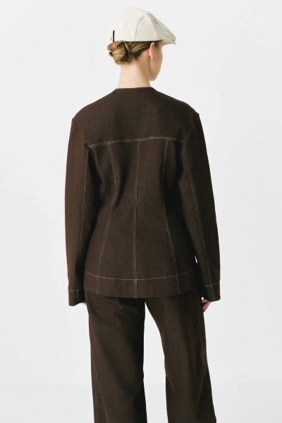 Жакет из сырого денима Ricoco, цвет: коричневый, 5072/5 купить онлайн