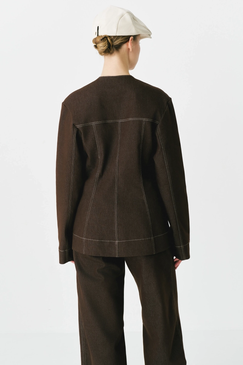 Жакет из сырого денима Ricoco, цвет: коричневый, 5072/5 купить онлайн