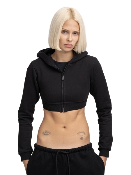 Мини-худи на молнии с мехом ABC, цвет: Черный, 00-182 купить онлайн