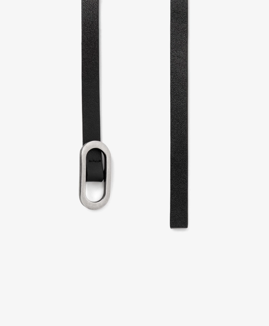 Пояс тонкий из натуральной кожи GLVR, цвет: Черный 126G21GAA2307 купить онлайн