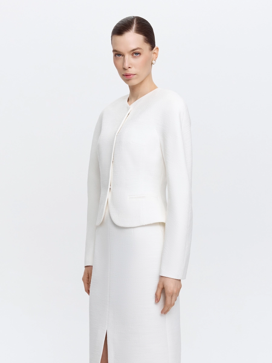 Жакет из твида ANNA PEKUN, цвет: белый, 10.2637.100 купить онлайн