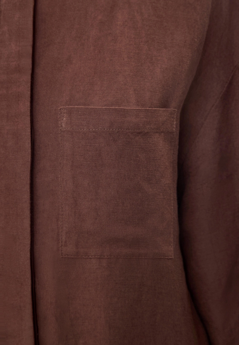 Женская блуза льняная MUTED, цвет: коричневый, 904737.WSHR0026_Brown купить онлайн