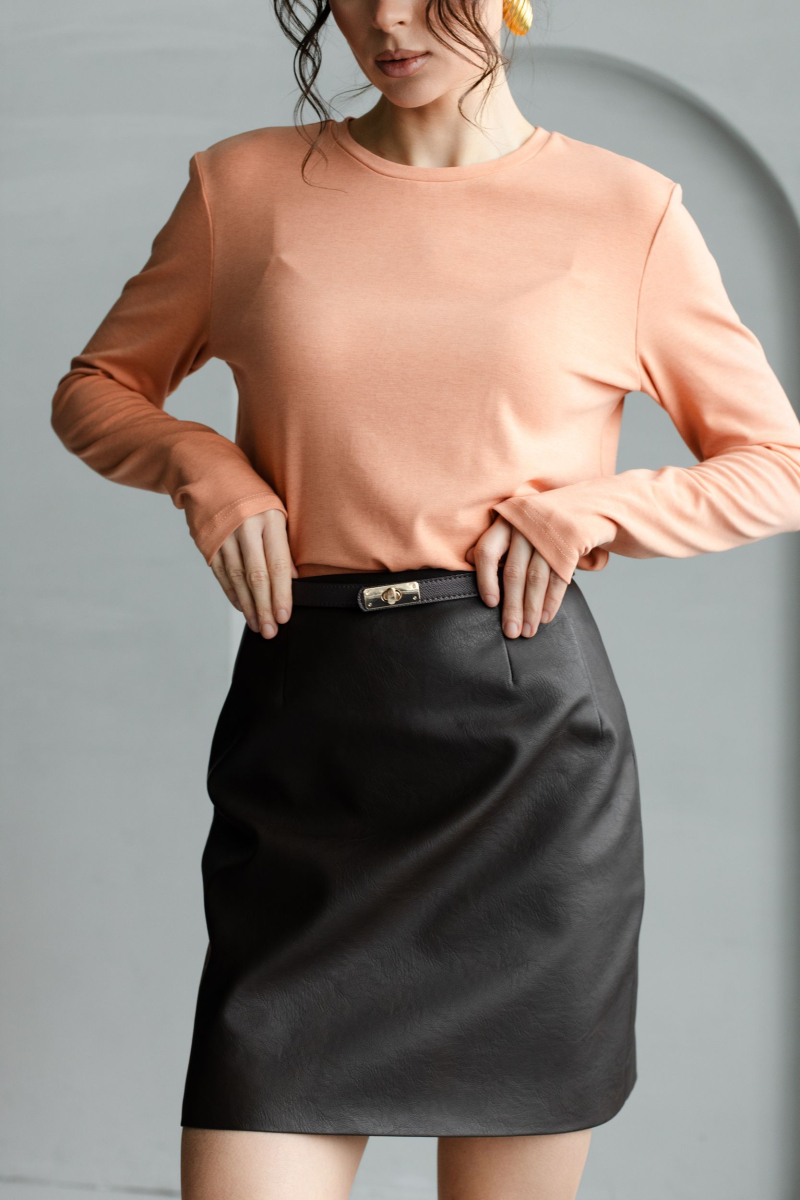 Юбка из экокожи мини VLVT, цвет: коричневый, 00-00005301 купить онлайн