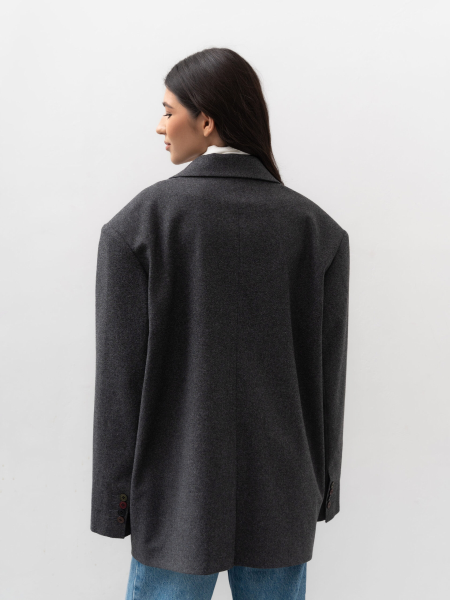 Пиджак oversize из шерсти TRES, цвет: серый, НФ-00002430 купить онлайн Пиджак oversize из шерсти TRES, цвет: серый, НФ-00002430 купить онлайн