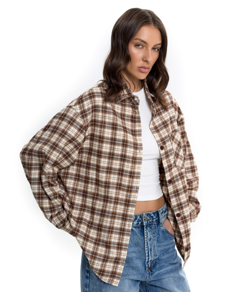 Рубашка в клетку Suborbia, цвет: бежевый, 006622 купить онлайн