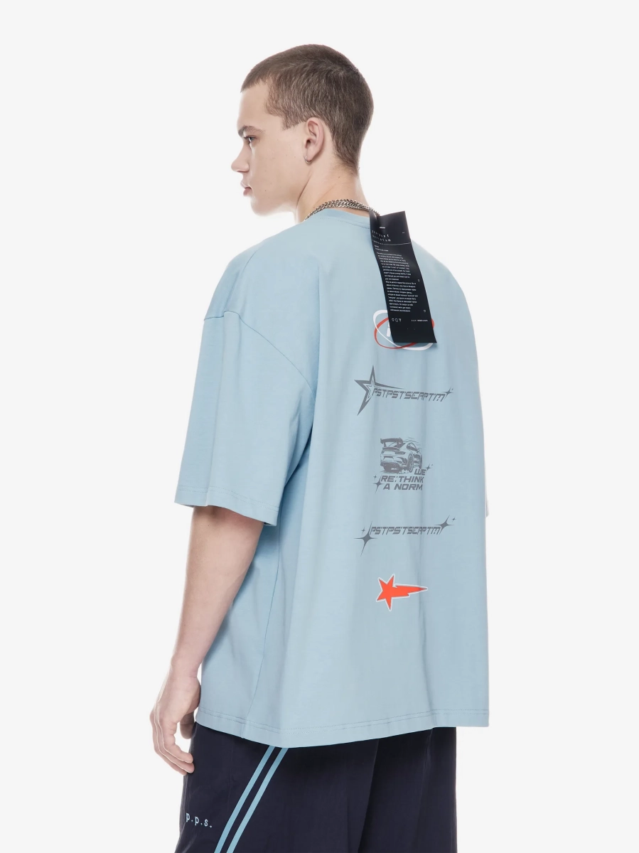 Футболка оверсайз с принтом p.p.s., цвет: голубой, 1131.001.00.02.322 купить онлайн