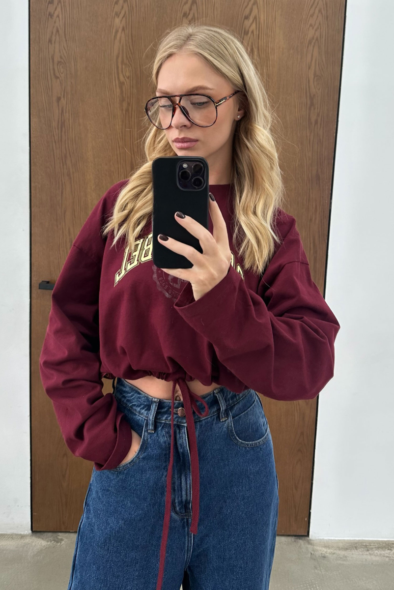 Лонгслив на кулисе (бордовый) Label .B, цвет: белый, Tp.03.5.41/2BRG купить онлайн