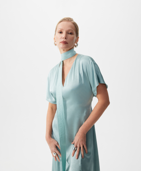 Платье макси приталенного кроя из шелковистой ткани GLVR, цвет: зеленый, 126G26GAC2517 купить онлайн