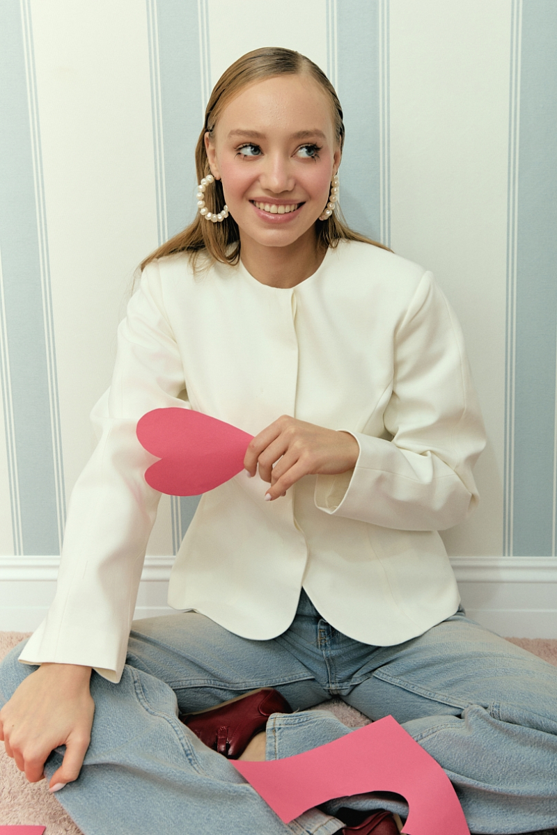 Жакет приталенный с О-рукавами