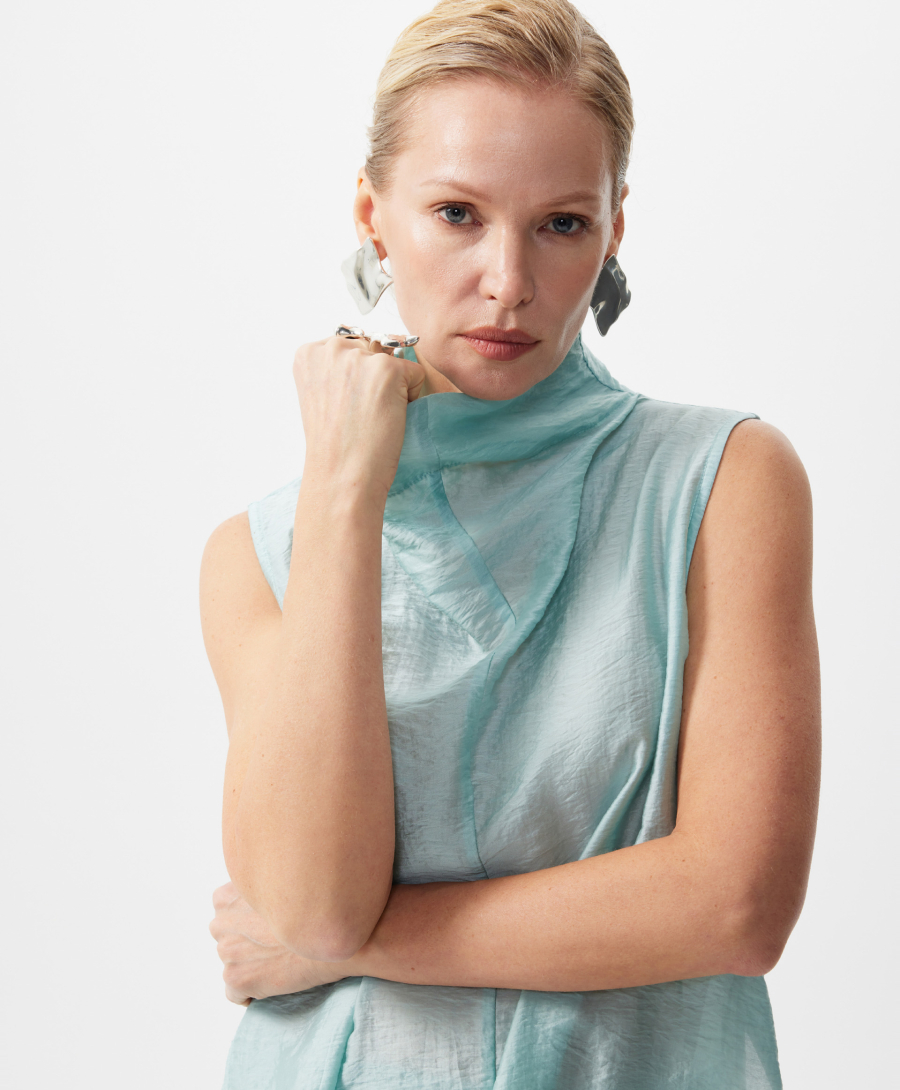 Блузка удлиненная без рукавов GLVR, цвет: зеленый, 126G26GAC2220 купить онлайн