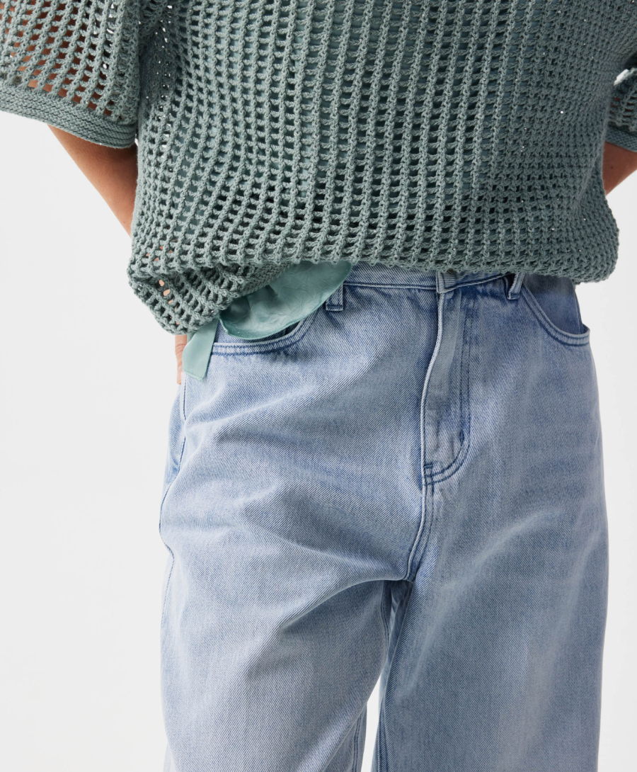 Джинсы-багги средней посадки GLVR, цвет: голубой, 126G26GAC6330 купить онлайн