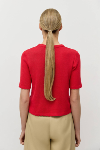 Джемпер-футболка с фигурным краем AROUND, цвет: красный, 219_123CA042 купить онлайн