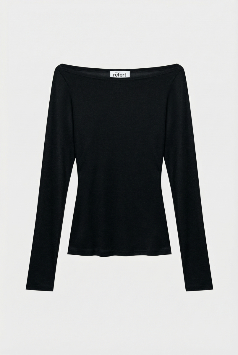 Лонгслив из трикотажа приталенного силуэта REFERT, цвет: Черный, 14-3509/1-2511 купить онлайн
