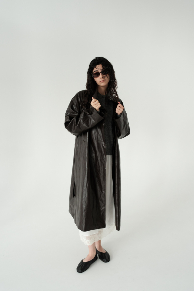 Тренч кожаный НИ ИМЕНИ, НИ ПОХОЖИХ, цвет: коричневый, 00-00000371 купить онлайн