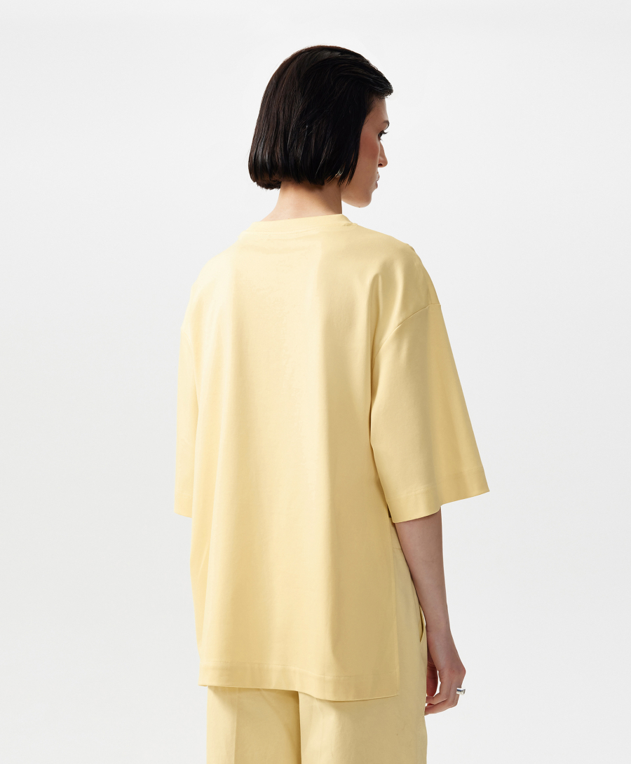 Футболка с асимметричным вертикальным защипом GLVR, цвет: Желтый, 126G24GAC1202 купить онлайн