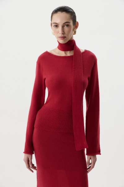 Лонгслив с шарфом Charmstore, цвет: Бордовый, 313-51585-451 купить онлайн