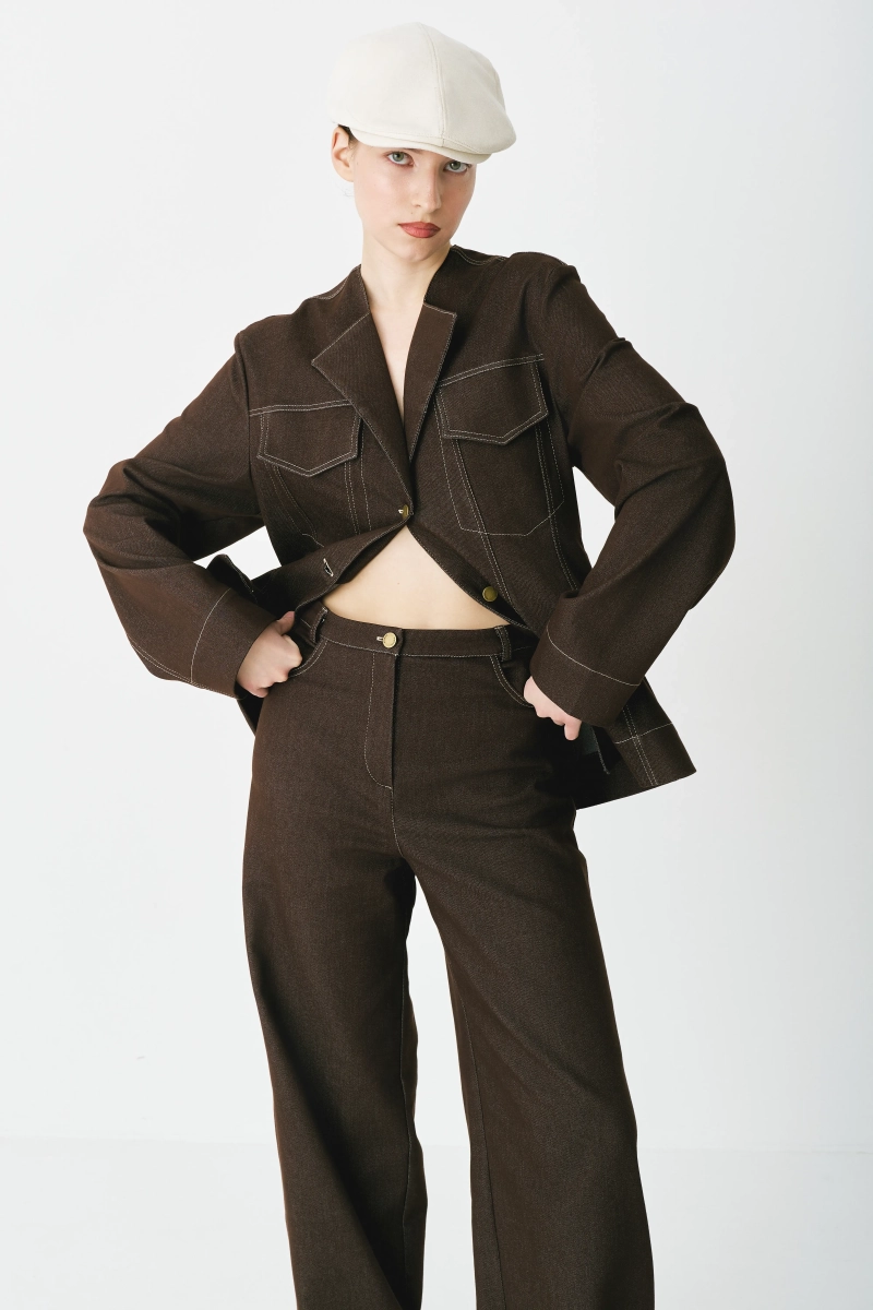 Джинсы из сырого денима Ricoco, цвет: коричневый, 5077/5 купить онлайн