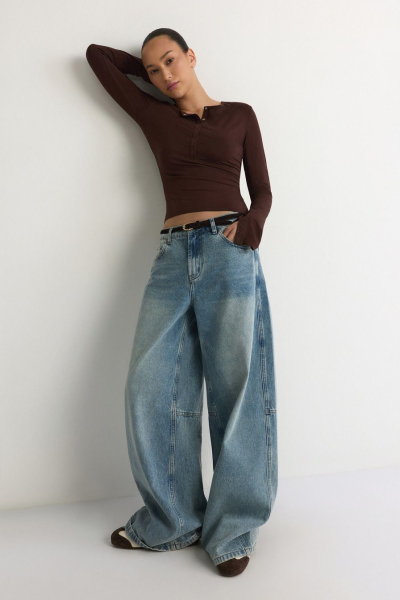 Лонгслив с рукавами на кнопках TOPTOP, цвет: коричневый, TT.025.17747.700 купить онлайн