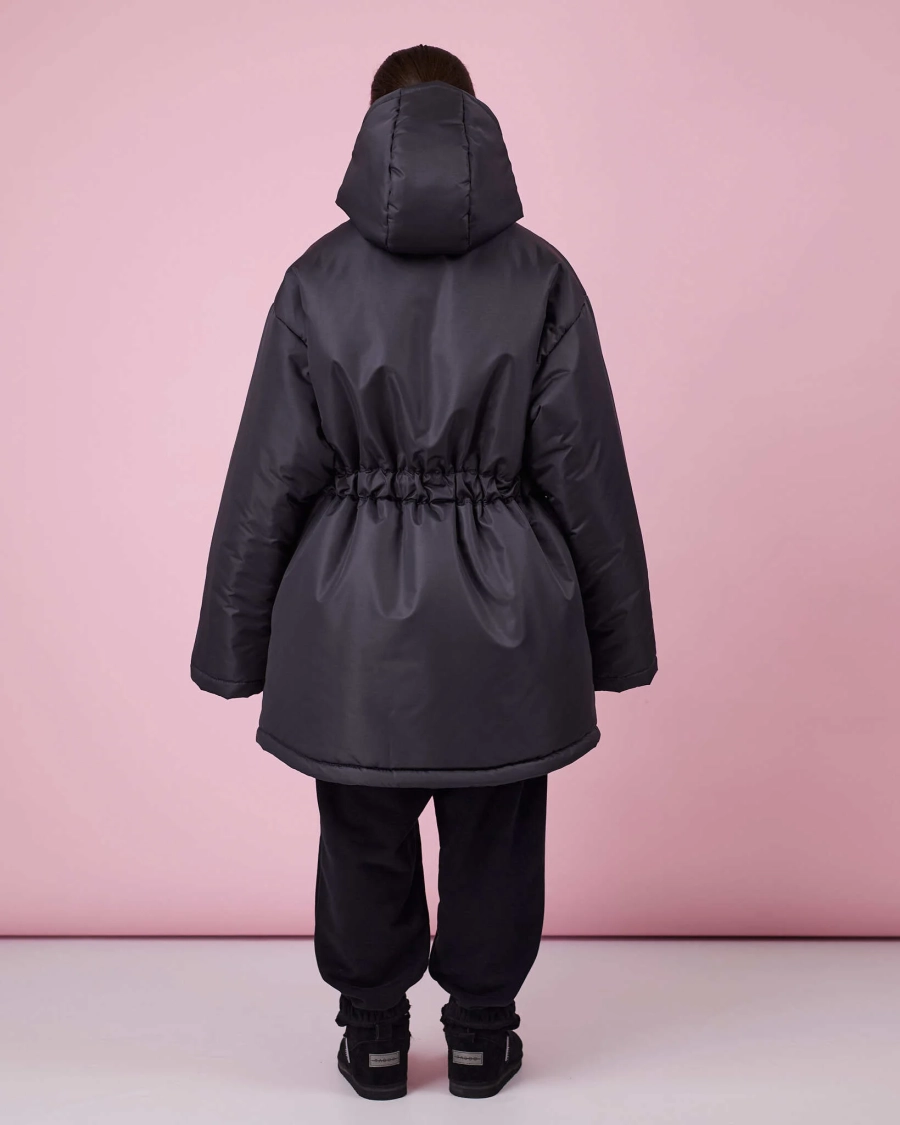 Куртка зимняя с поясом TABOO, цвет: графит, K002 купить онлайн Куртка зимняя с поясом TABOO, цвет: графит, K002 купить онлайн