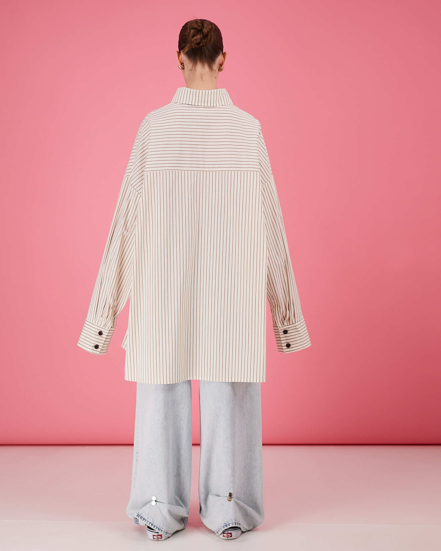 Рубашка макси оверсайз #34 TABOO, цвет: молочный, Rub34 купить онлайн