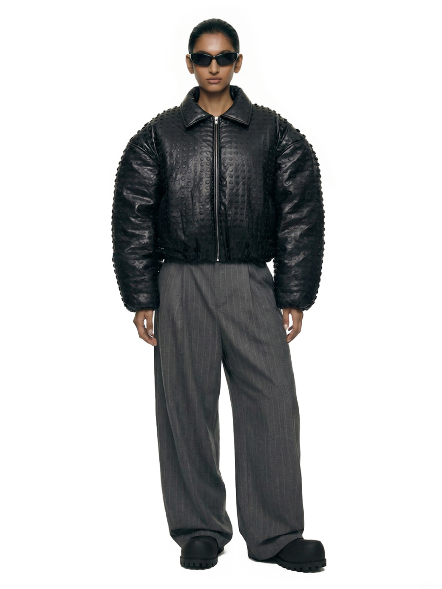 Бомбер Старый Стиль из перфорированной кожи