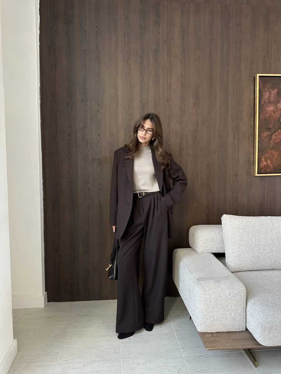 Брюки из вискозы на заниженной талии VLVT, цвет: коричневый, 00-00005361 купить онлайн