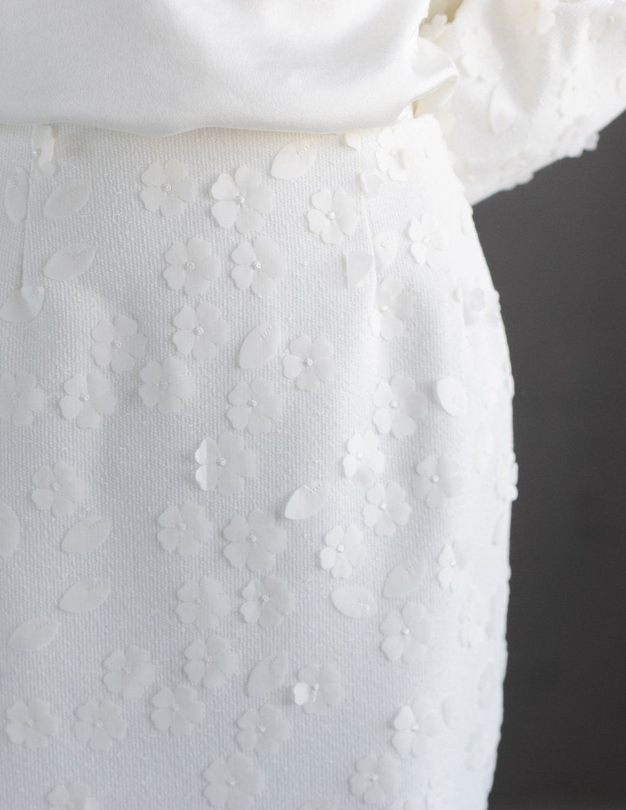 Юбка из твида миди VLVT, цвет: белый, 00-00005376 купить онлайн