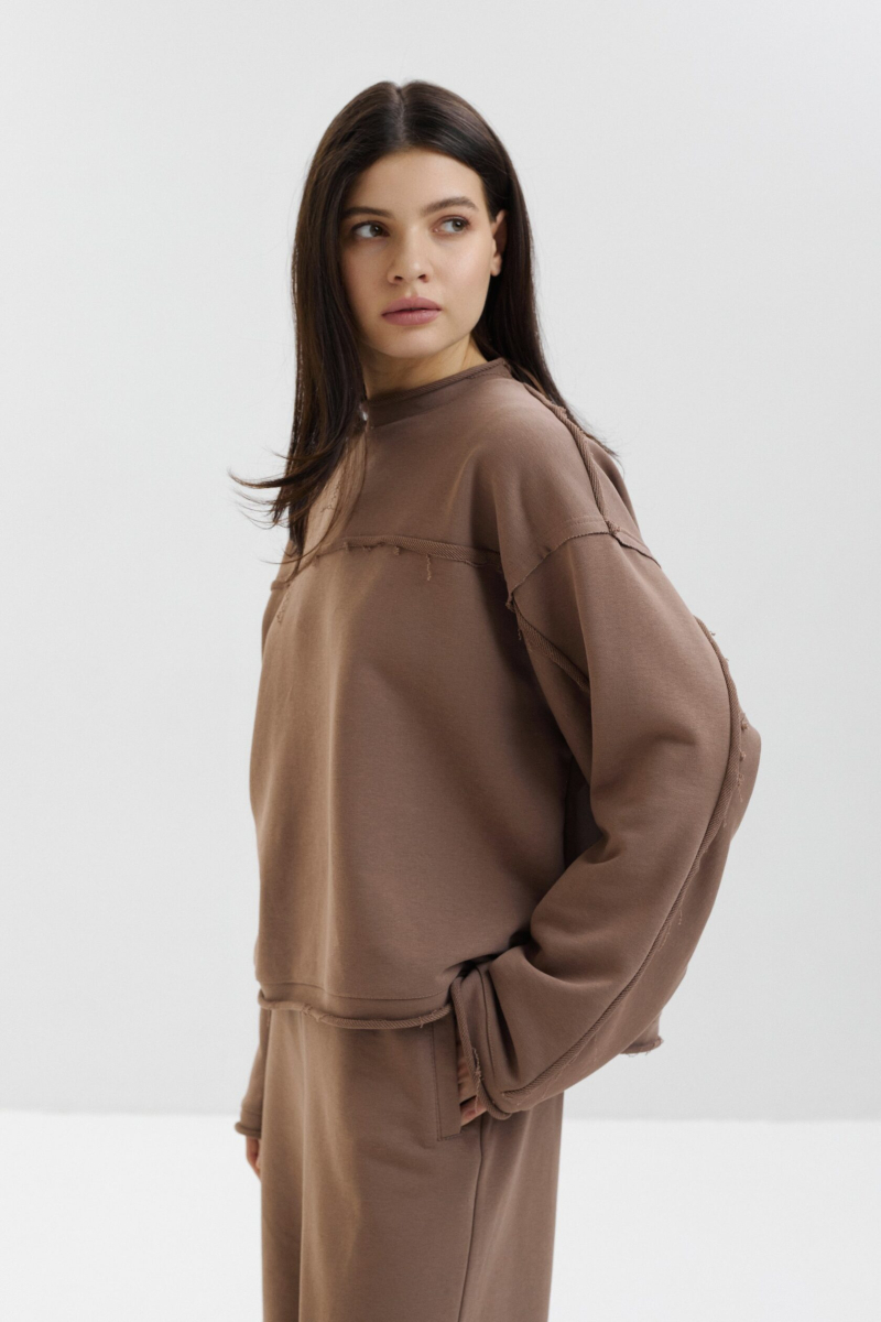 Свитшот с вывернутыми швами marte, цвет: коричневый,  купить онлайн