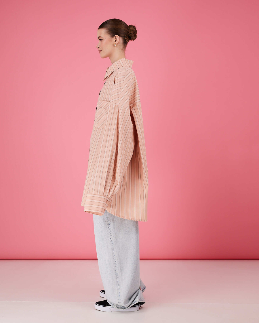 Рубашка макси оверсайз #32 TABOO, цвет: бежевый, Rub32 купить онлайн