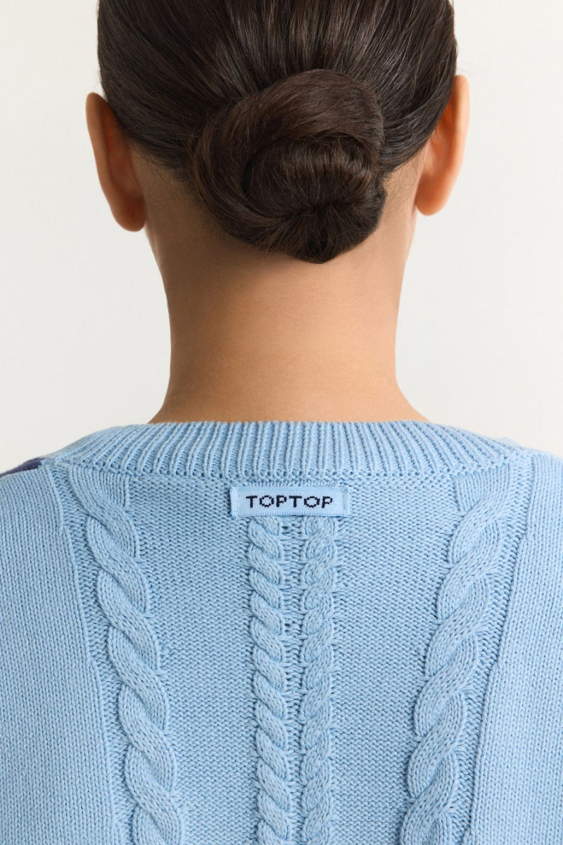 Кардиган из 100% хлопка TOPTOP, цвет: голубой с принтом, TT.051.18986.601 купить онлайн