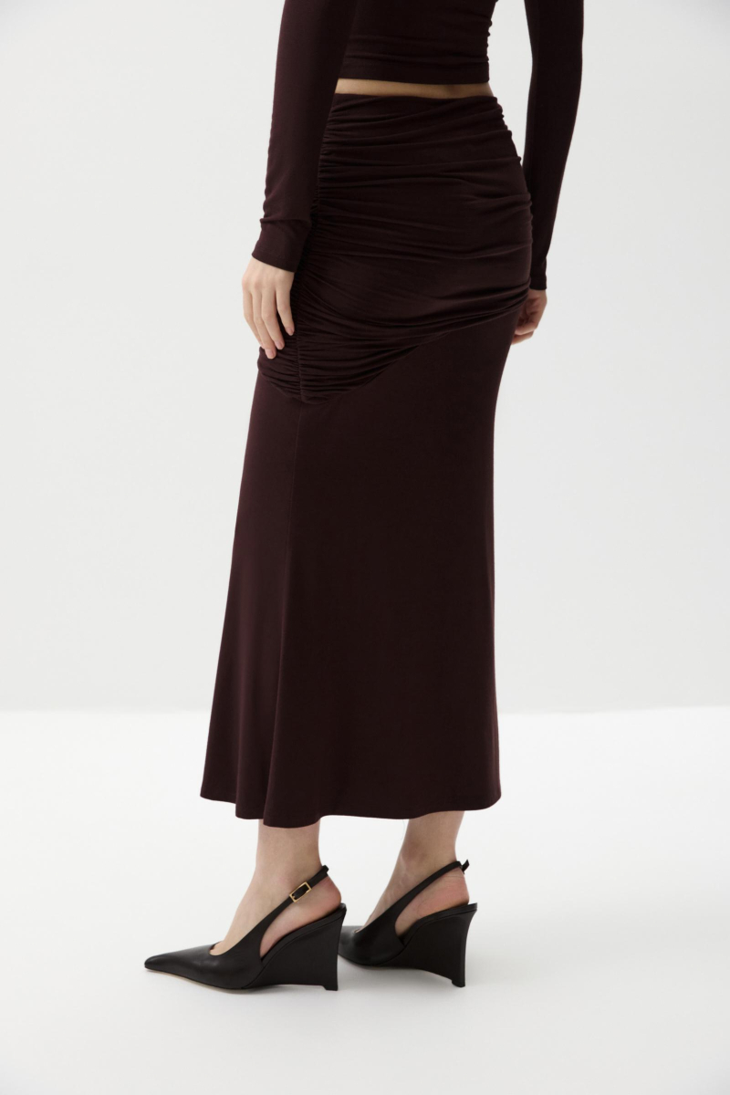 Юбка-годе из вискозы Charmstore, цвет: коричневый, 216-53265-551 купить онлайн